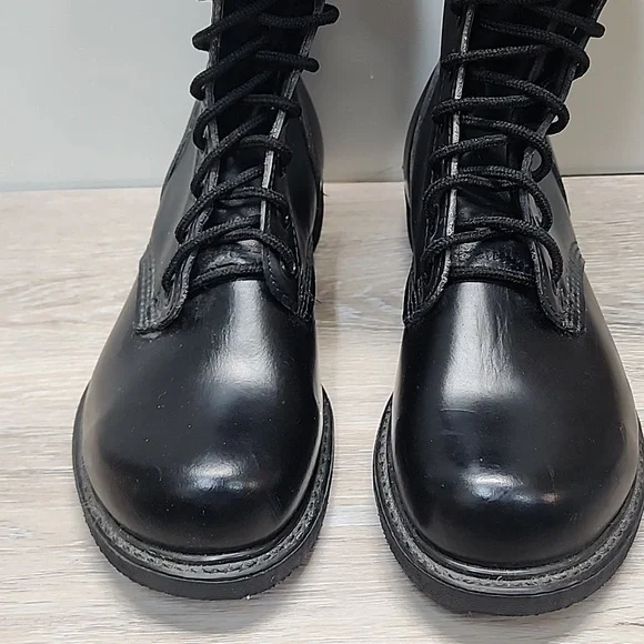 NEW VNTG Leather Military Maxitred Jump Tall Combat Lace-Up Boots Blk Sz 10 - Picture 7 of 16